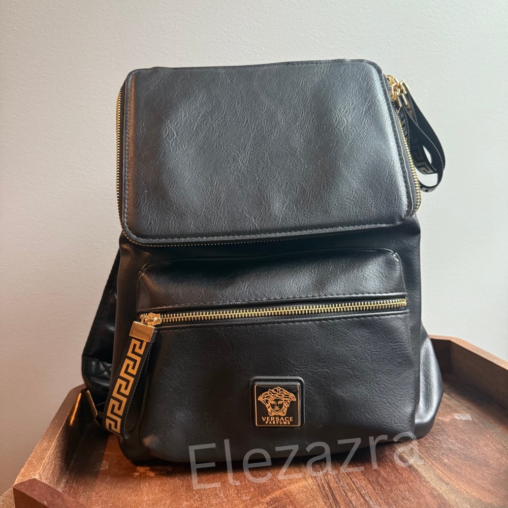 Versace Parfums Black Leather l Backpack